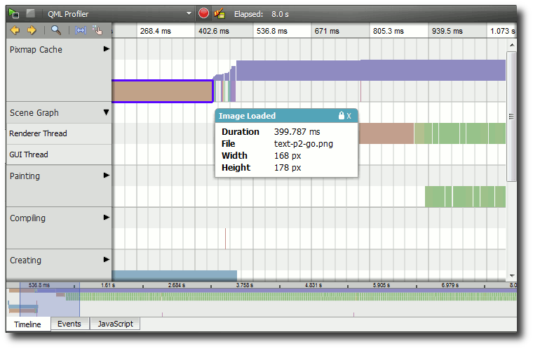The QML Profiler in action