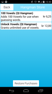 Qt Hangman Store screenshot
