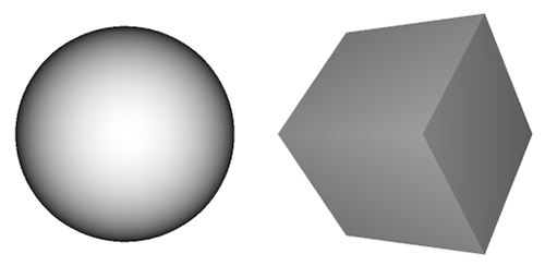 Sphere and cube without any texture map.